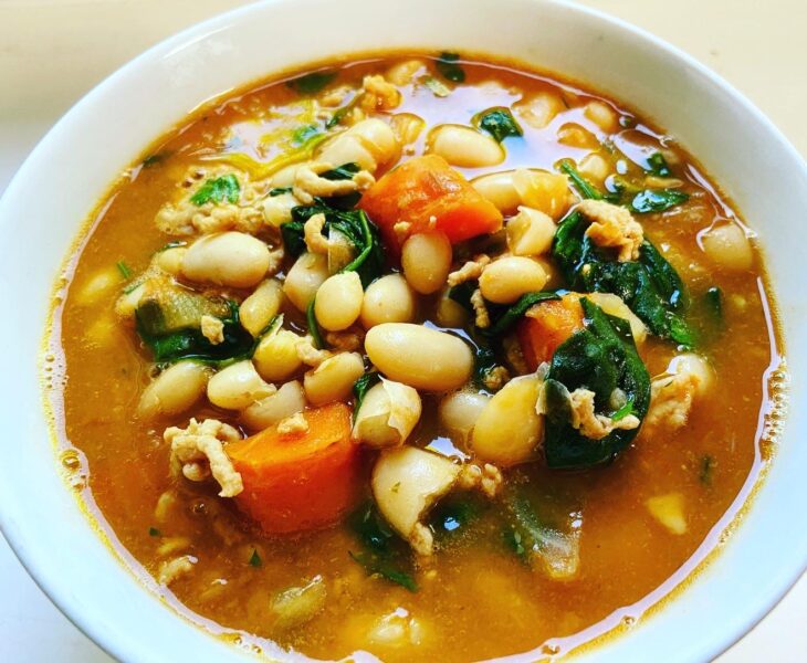 Lemony White Bean Soup with Turkey & Greens